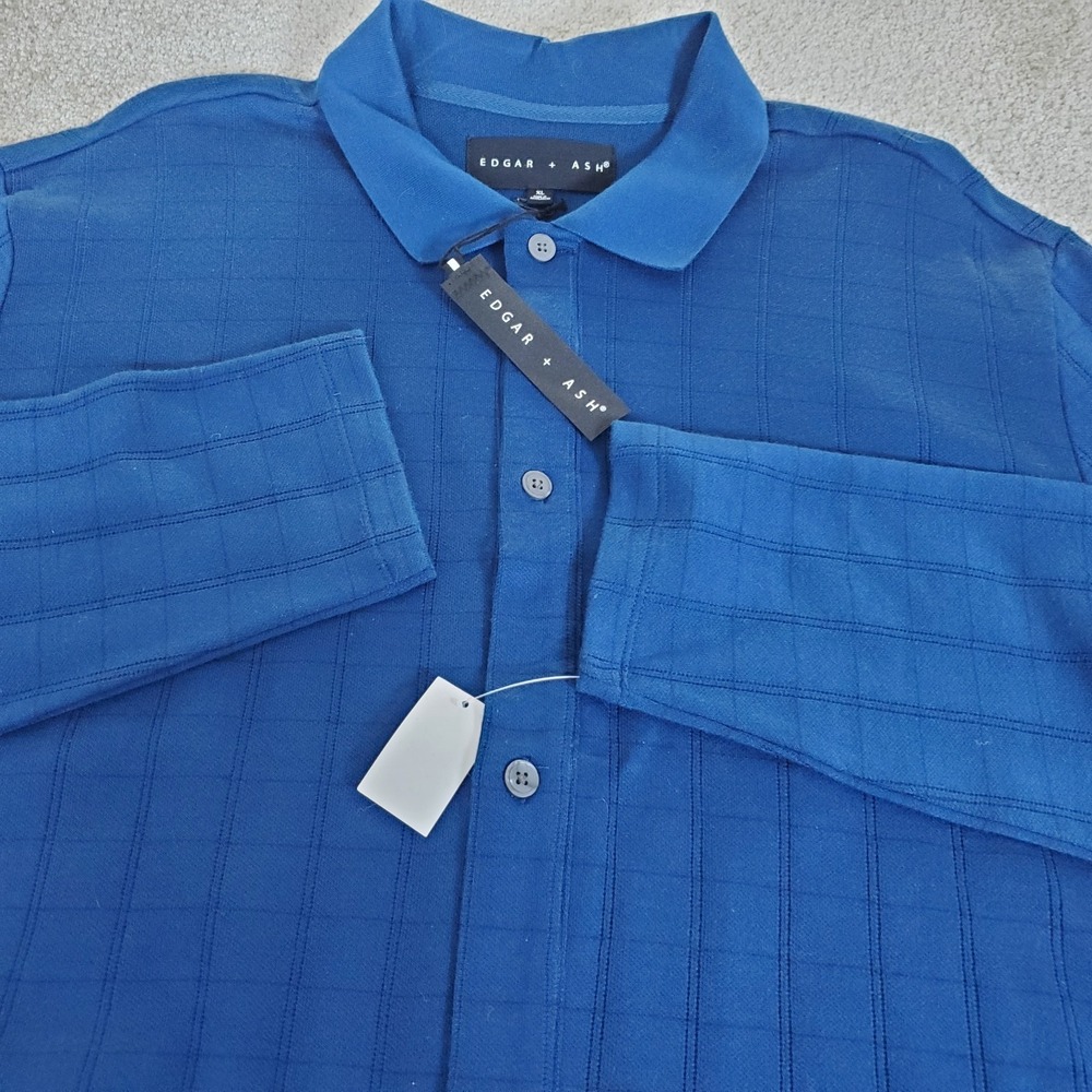 Edgar + Ash Men's Button Up Shirt Size XL Blue‎ Long Sleeve Knit NWTGS
